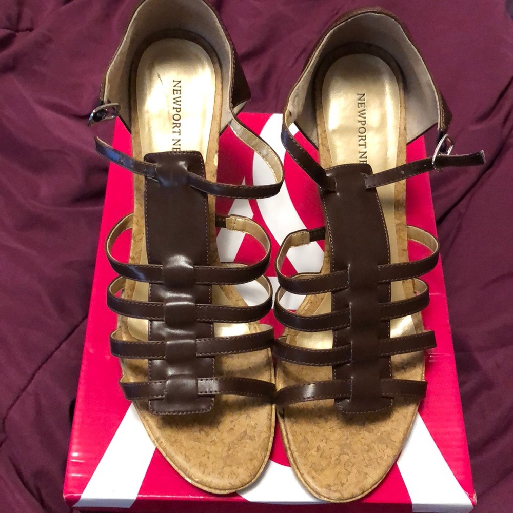 Newport News cork heeled sandal.